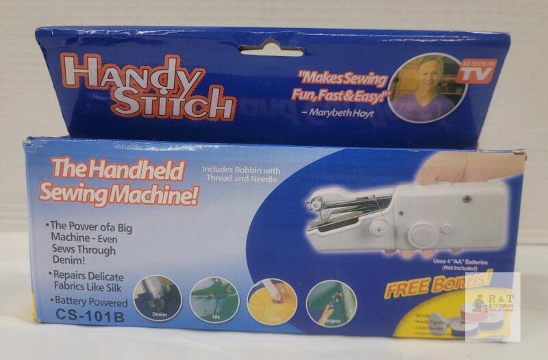 Handy Stitch CS-101B Handheld Sewing Machine, Portable Cordless, 4 AA, Accessories Included