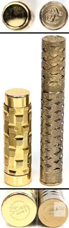 Vintage Faberg&eacute; "Fabergette" Brass Glass Roll-on Perfume Bottle & Step Paris Perfume Sprayer