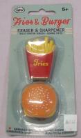 NPW Fries & Burger Hamburger Sharpener & Fries Eraser Set Sealed Stationary 5+ Food Theme