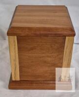 Classic Solid Wood Cremation Urn Box, 8"x8"x8", 200 cu in, Bottom Opening, Felt Pads