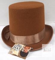 Bell Topper Top Hat, Brown Felt, Costume Accessory, Satin Ribbon, One Size