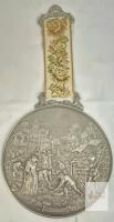 WMF German Pewter Wall Plaque &ldquo;Fr&uuml;hling&rdquo; Art Relief, Ornate Tapestry Hanger, 17.3" Decor