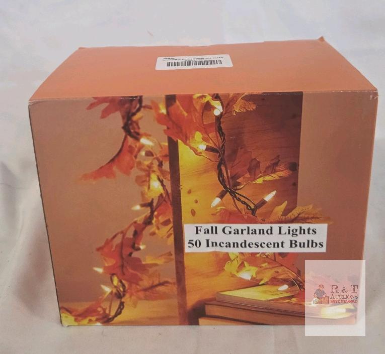 DEPM Fall Maple Garland String Lights, 50 Incandescent Bulbs, 16.4 ft, Multicolor Leaves