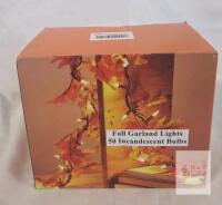 DEPM Fall Maple Garland String Lights, 50 Incandescent Bulbs, 16.4 ft, Multicolor Leaves