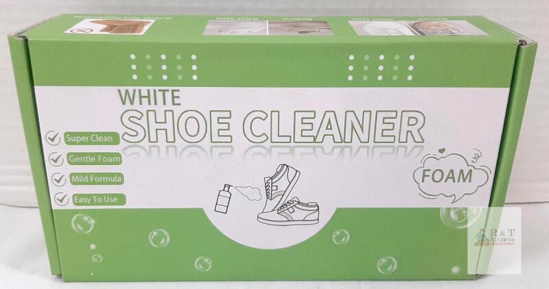 White Shoe Cleaner Foam for Sneakers, Gentle Formula, Packaging Shows Results, Not for Suede