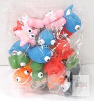 Cartoon Sea Animal Keychains, 12-Pack, Assorted Colors & Shapes, Soft PVC with Metal Rings