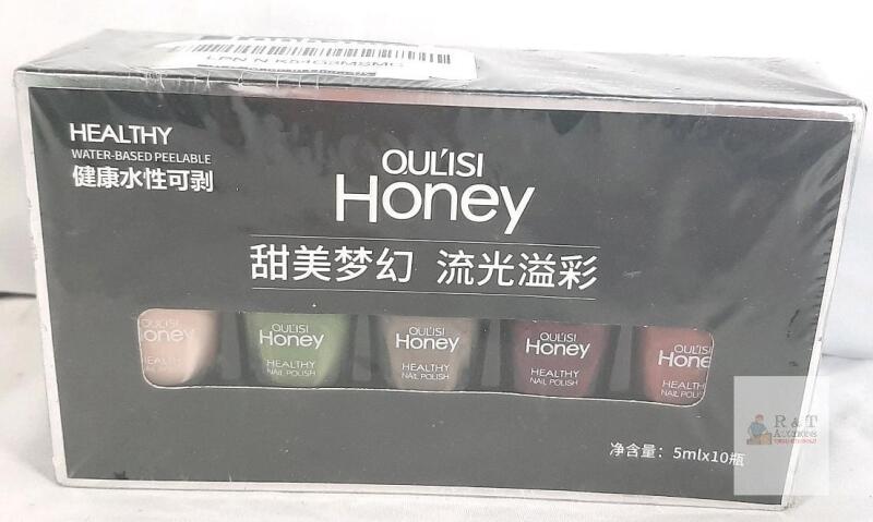 OULISI Honey Water-Based Peelable Nail Polish Set, 10 Colors, 5ml Each, Model No.5 OLS374, Sealed