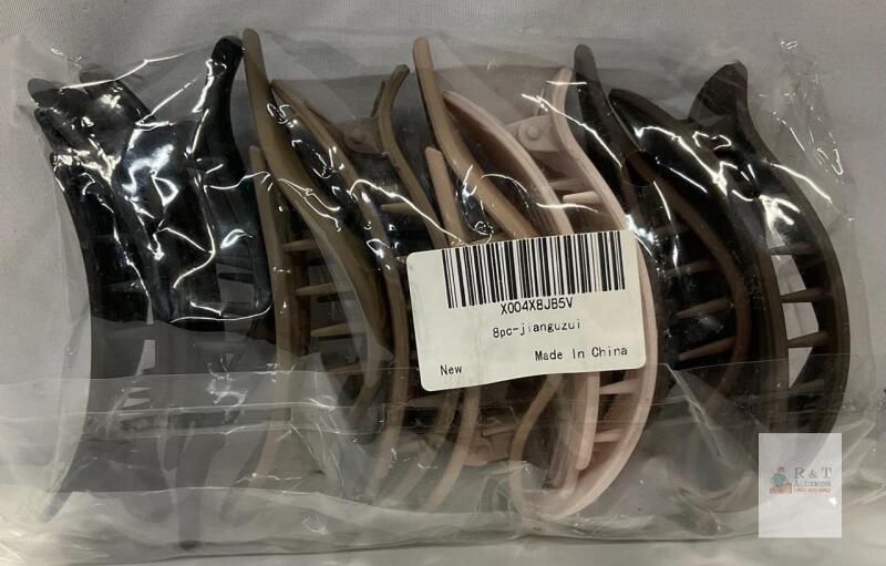 8-Pack Matte Neutral Large Hair Claw Clips, 4.3 Inch, Spring Hinge, Plastic, Assorted Colors, X004X8JB5V