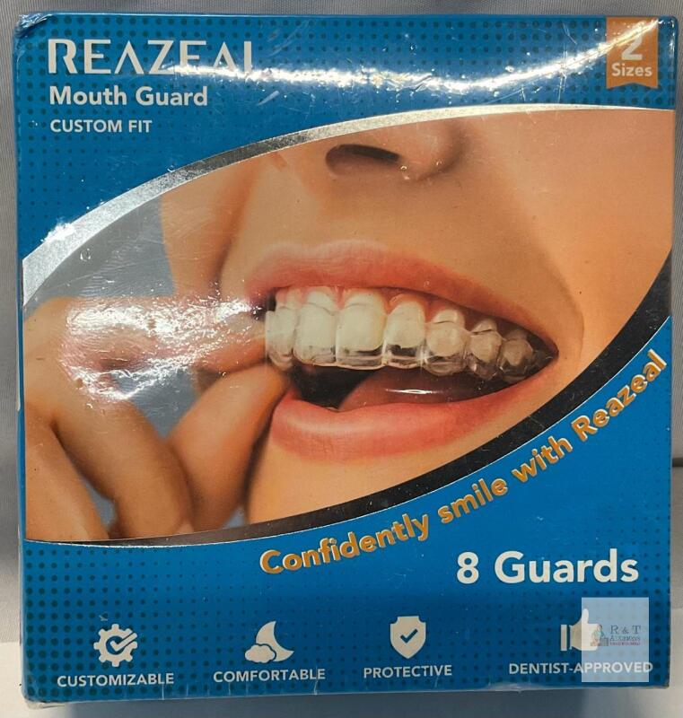 Reazeal Mouth Guard 8-Pack, Custom Fit, 2 Sizes, 3-in-1 Anti-Grinding, Sports, Teeth Whitening