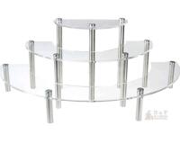 New - 3-Tier Clear Acrylic Half Moon Tabletop Retail Display Riser with Metal Legs . Some Assembly Required