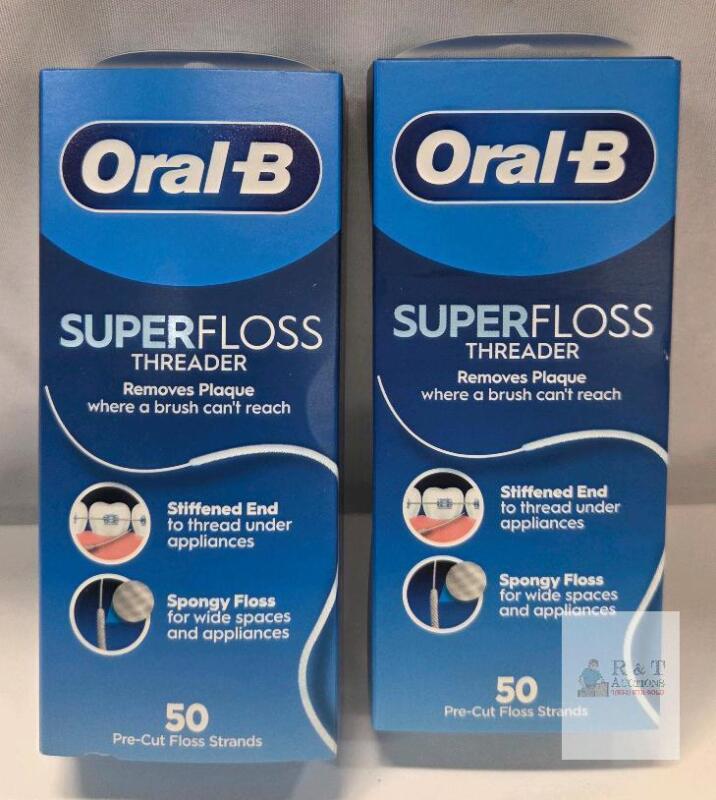 2 NEW Oral-B Super Floss Threader, 50 Pre-Cut Strands, Stiffened Ends, Batch 4306932961, Exp 11/24
