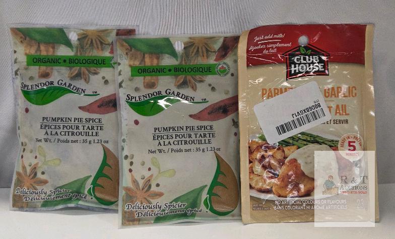 Splendor Garden Organic Pumpkin Pie Spice (2x35g), Club House Parmesan Garlic Sauce Mix 28g 2026