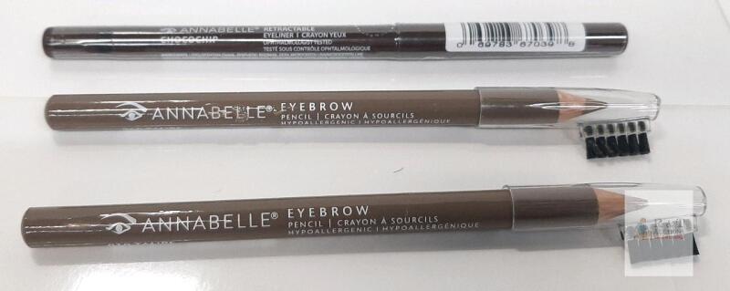 3 NEW : incl Annabelle Eyebrow Pencil 010 Taupe 1.14g w/ Brush, Annabelle Retractable Eyeliner Chocochip