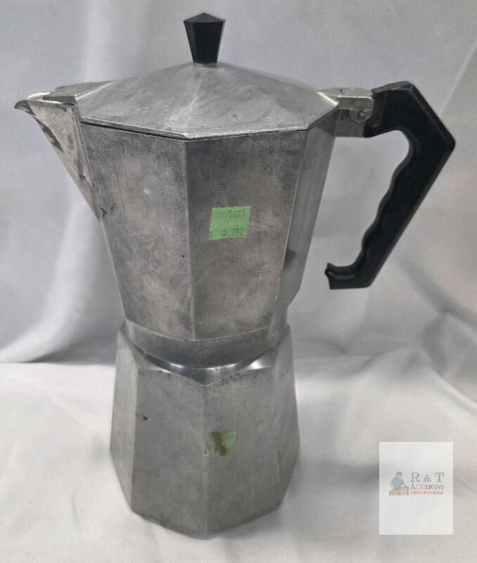 6-Cup Aluminum Stovetop Moka Pot Espresso Maker, Safety Valve, Black Handle