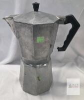 6-Cup Aluminum Stovetop Moka Pot Espresso Maker, Safety Valve, Black Handle