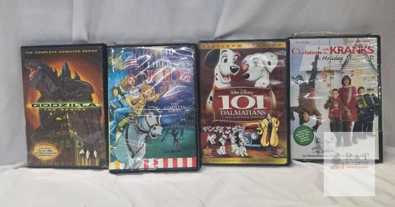 Godzilla Complete Animated Series DVD, Liberty&rsquo;s Kids, 101 Dalmatians Platinum, Kranks Music CD Lot