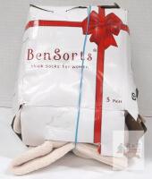 5 NEW PAIR BenSorts Women&rsquo;s Thick Crew Socks, 5 Pairs, Cotton Blend, Cream, Damaged Box