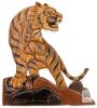 Handcrafted Intarsia Wood Tiger Wall Hanging, 15.5"x14", Multi-Hardwood, 3D Relief Wildlife Art