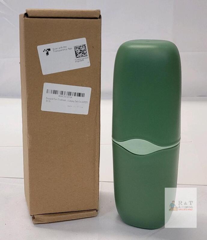 NEW Green Detachable Travel Toothbrush Case, 2-Slot, Plastic, Portable Camping/Travel Holder