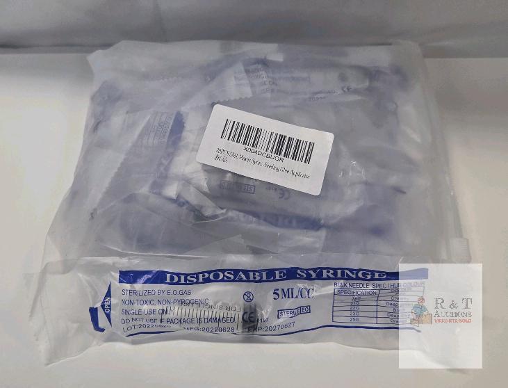 NEW 20 Pack Disposable 5ml Plastic Syringes, Sterile Single Use, Lot 20220628, EO Gas, CE Marked