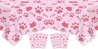 8 New Cat Tablecloth Paw Print Tablecloth Cat Themed Table Cover Cats Dogs Plastic Tablecover Bone Sign Table Cloth Cat Party Supplies Cat Birthday Decorations Kitty Theme Birthday Decor 86 x 51 Inch