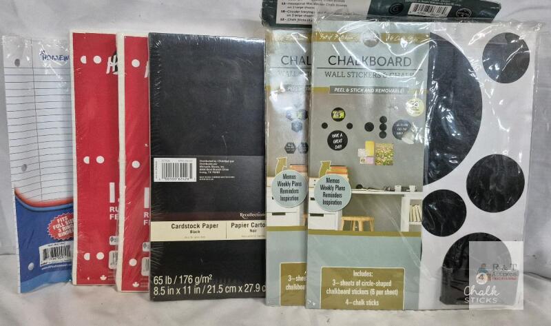 Stationery Bundle: Hilroy & A+ Homework Loose Leaf, Recollections Cardstock, Chalkboard Wall Sticker Kits