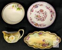 RS Germany, Nippon, Royal Vienna Hand Painted Porcelain Bowl, Plate, Tray & Creamer Set