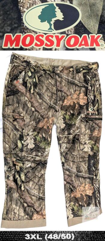 EXCELLENT CONDITION Mossy Oak Camouflage Hunting Pants 3XL (48/50) Polyester, 6 Pockets, Reinforced Cuffs
