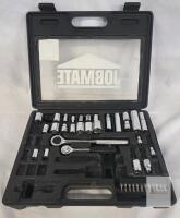 Jobmate Socket Wrench Set, 25-32 Piece, 1/4" & 3/8" Drive, Chrome Vanadium, Carrying Case