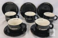 Cubita Caf&eacute; de Cuba 10-Piece Espresso Cup & Saucer Set, Black Ceramic with Gold Rim, 3 oz