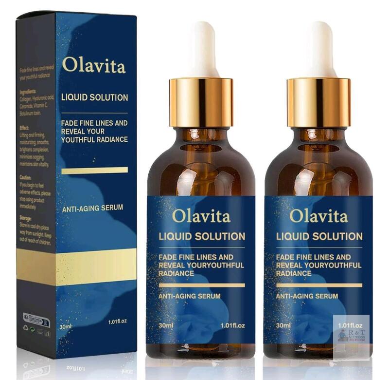 2 New OLAVITA Liquid Solution - Liquid Wrinkle, Olavita Serum, Firms Skin and Reduces Wrinkles, Suitable for Sensitive Skin (30ml &times; 2)