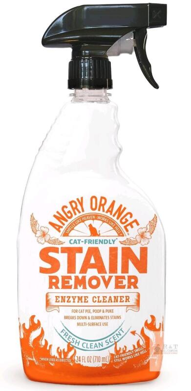 NEW Angry Orange Cat Friendly Stain Remover, Fresh Scent, Multi-Surface Cleaner for Cat Pee, Poop & Puke, 946ml