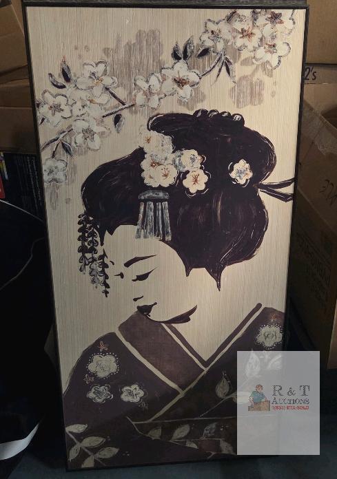 Art in Motion Bella Dos Santos Framed Geisha Print 36"x18" Asian Floral Wall Decor