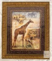 Framed "Giraffe on the Plains of Africa" Print APPROX 24"x28", Ornate Gold Frame, Safari Theme