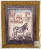 Ashland Gallery Framed Wildlife Art Print approx 21.5"x19" Zebra & Cheetah Gold Ornate Frame