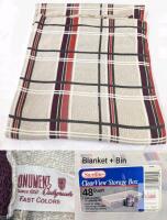 Monument Bedspread Plaid Blanket 80x96 " smells of ladies perfume & Sterilite 48-Qt Storage Bin w/Lid, Model 1760 48AB