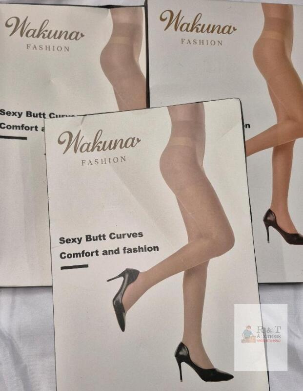 3 New 3 Packs sz Large WAKUNA Tights For Women Pantyhose Control Top Invisible Reinforced Toes Nude