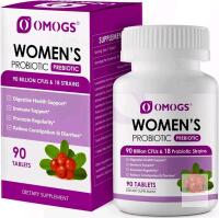 NEW OMOGS Women's Probiotic with Cranberry Extract, Organic Prebiotics & Vitamin C, 90 Billion CFUs, 18 Strains, Help for Boost Immune, Digestive, Gut Health & Women's Health, Gluten & Soy Free, 90 Tablets
