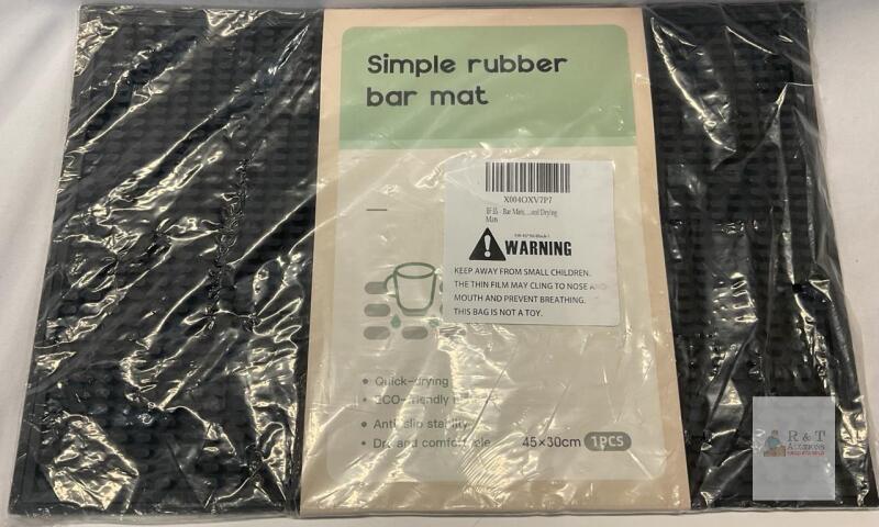 Simple Rubber Bar Mat, PVC, 17.7"x11.8", Anti-Slip, Quick-Dry, Black, Product# Acccflsjyyw001