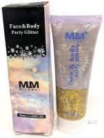 MM Milemei Face & Body Party Glitter Gel 50ml (1.69 fl oz) Gold, Model 02, Exp. 2029
