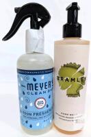 Mrs. Meyer&rsquo;s Rain Water Room Freshener 8oz & Bramley Lavender Hand Wash 8.5oz, Pump Bottles Note: Online returns. Volumes may be lower than listed