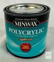 Minwax Polycrylic Semi-Gloss Water-Based Crystal Clear Topcoat 8 fl oz, Coverage 30 sq ft, UPC 027426244443