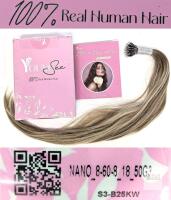 NEW YoungSee Nano Ring Hair Extensions, 100% Human Hair, 16" Length, 50g, Color 8-60-8, S3-B25KW