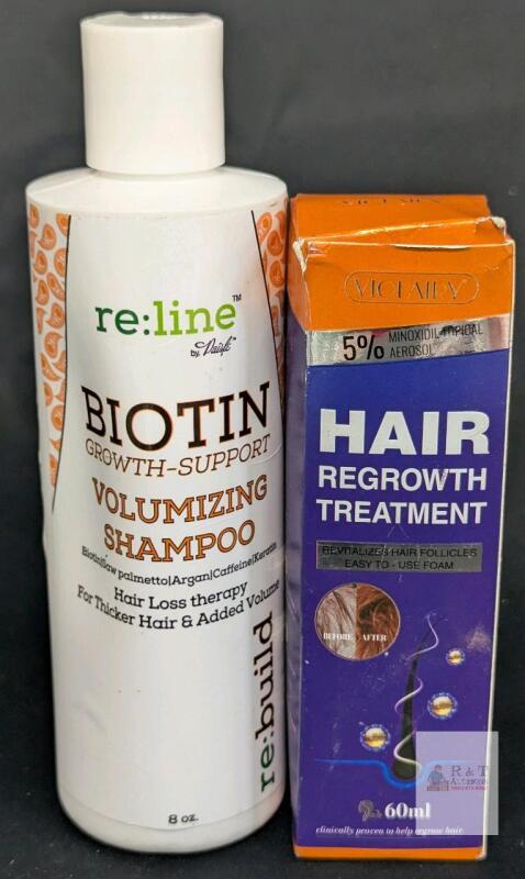 re:line Biotin Volumizing Shampoo 8oz & Viofairy 5% Minoxidil 60ml Regrowth Set FB32381 Note: Online returns. Volumes may be lower than listed. re:build sealed