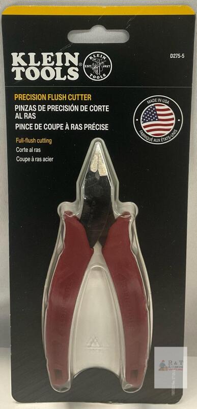 Klein Tools D275-5 Precision Flush Cutter, 5 in, 16 AWG Max, Comfort Grip, Made in USA