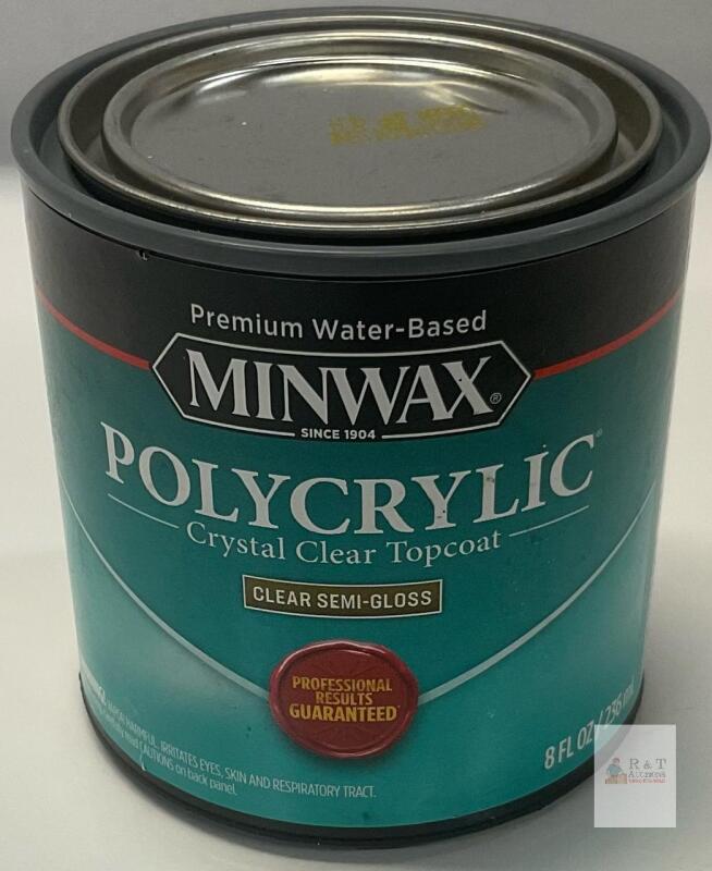 Minwax Polycrylic 8 oz Semi-Gloss Water-Based Crystal Clear Topcoat | Batch 2413XE