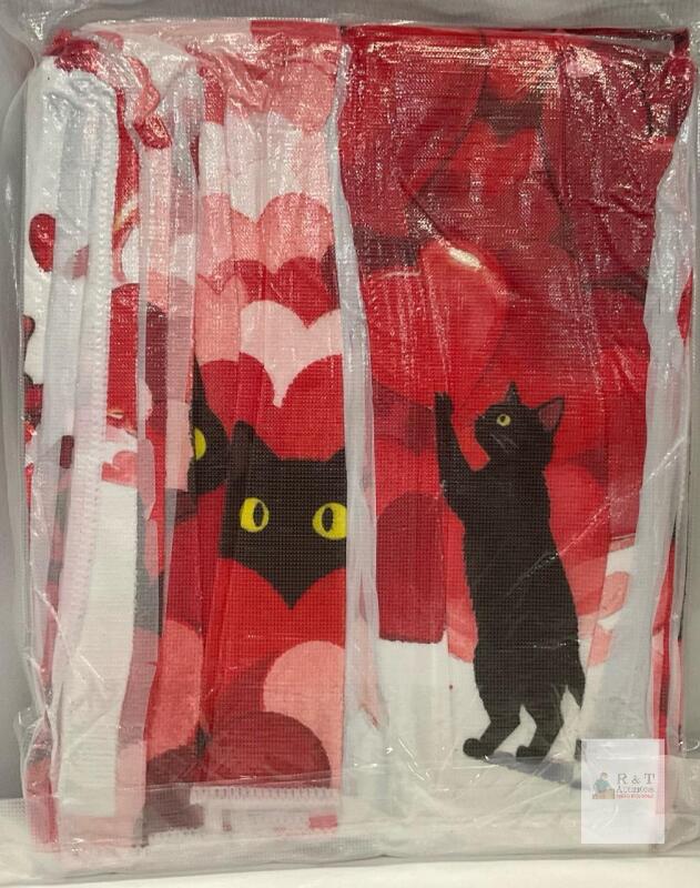 Macarrie 6 Pc Absorbent Dishcloth Set, Black Cats & Red Hearts, Microfiber, 11.8x11.8in, New