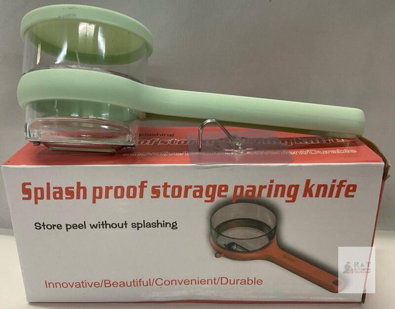 Splash-Proof Storage Paring Knife with Stainless Steel Blade, Mint Green, Ergonomic Handle, Boxed