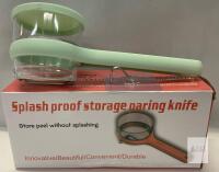 Splash-Proof Storage Paring Knife with Stainless Steel Blade, Mint Green, Ergonomic Handle, Boxed
