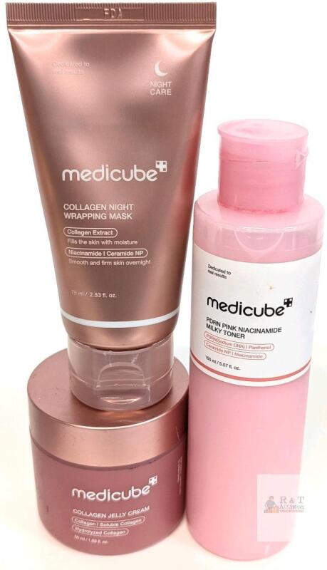 Medicube Collagen Night Mask, Jelly Cream & Niacinamide Toner Set &ndash; Exp 2028, 3 Full-Size